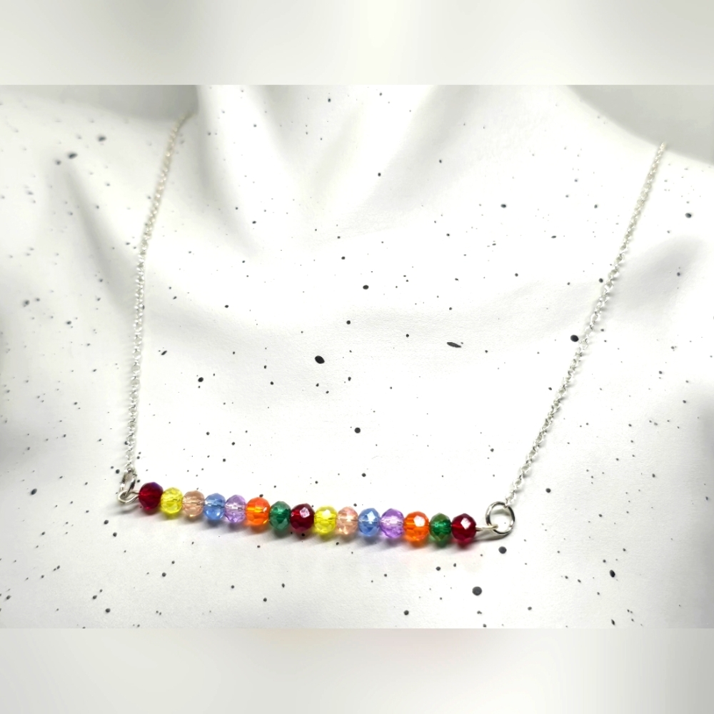 Multicolor Crystal Beaded Bar Necklace
